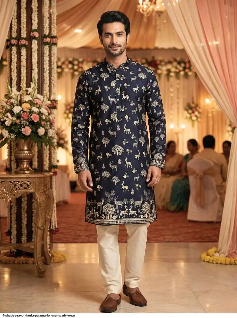 4 SHADES RAYON KURTA PAJAMA FOR MEN PARTY WEAR C