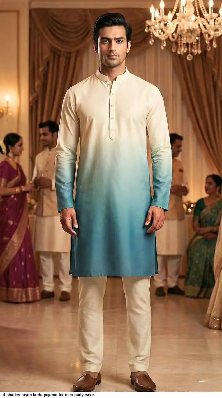 4 SHADES RAYON KURTA PAJAMA FOR MEN PARTY WEAR B