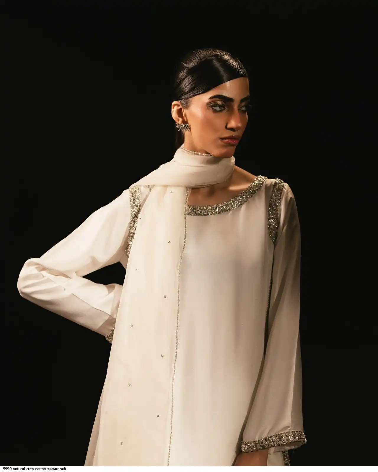 5999 NATURAL CREP COTTON SALWAR SUIT 3