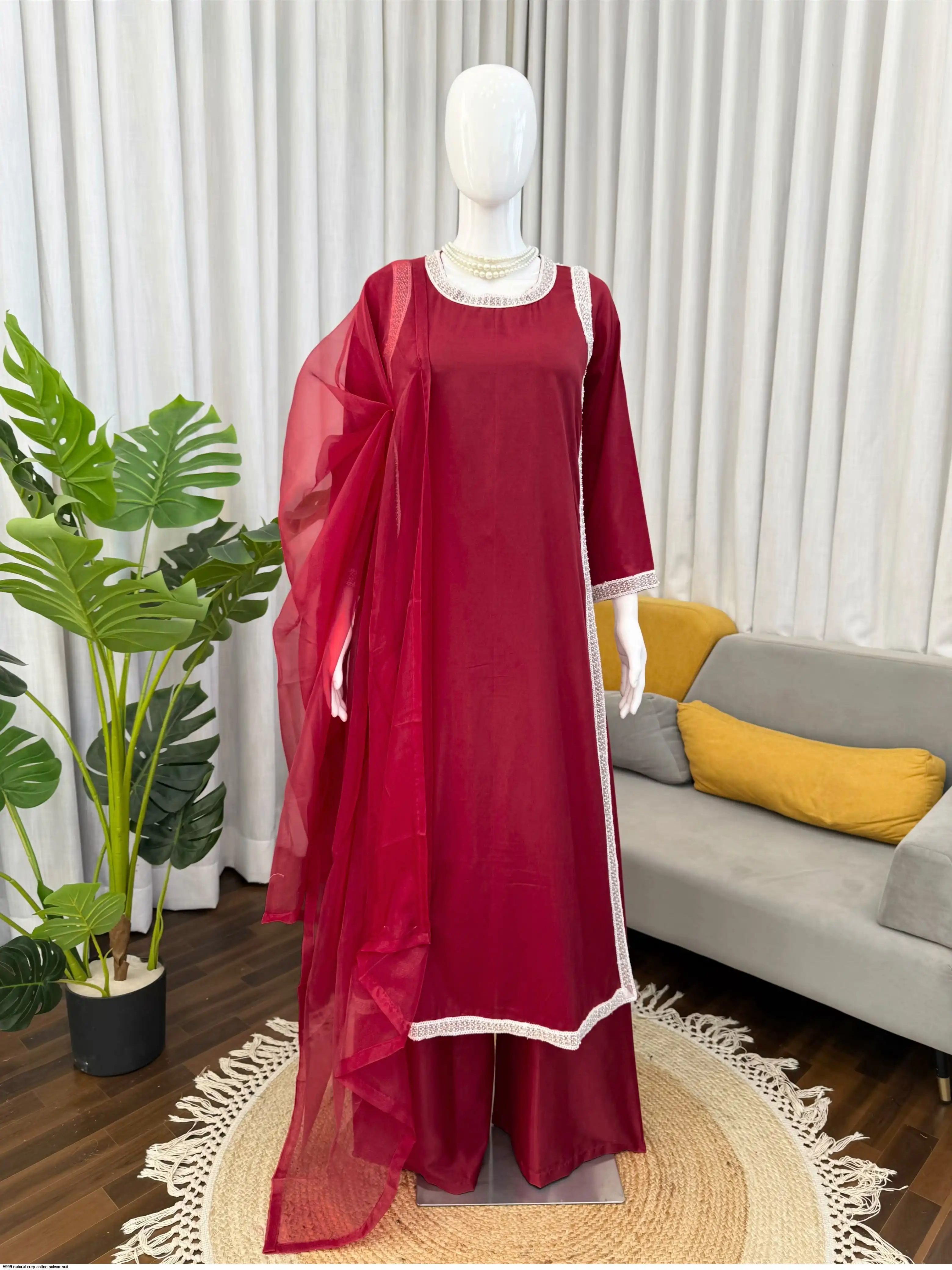 5999 NATURAL CREP COTTON SALWAR SUIT 5