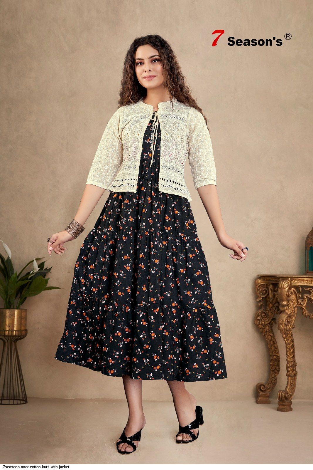 7seasons noor cotton kurti with jacket