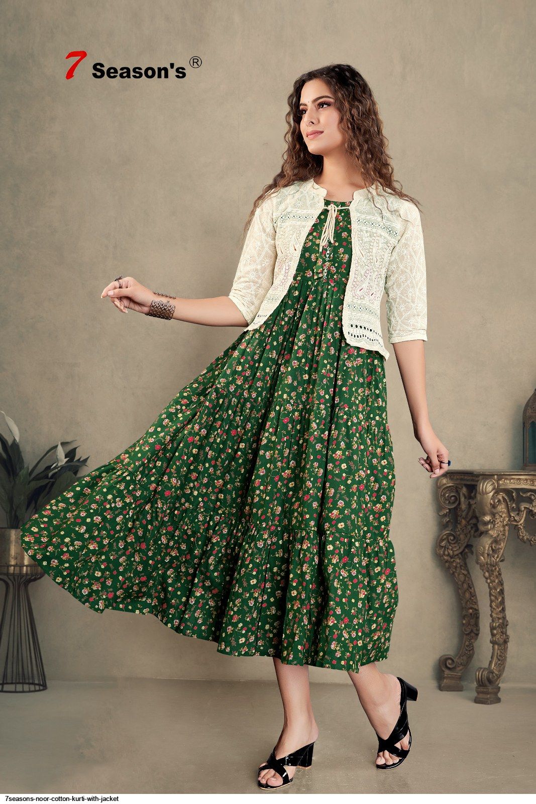 7seasons noor cotton kurti with jacket