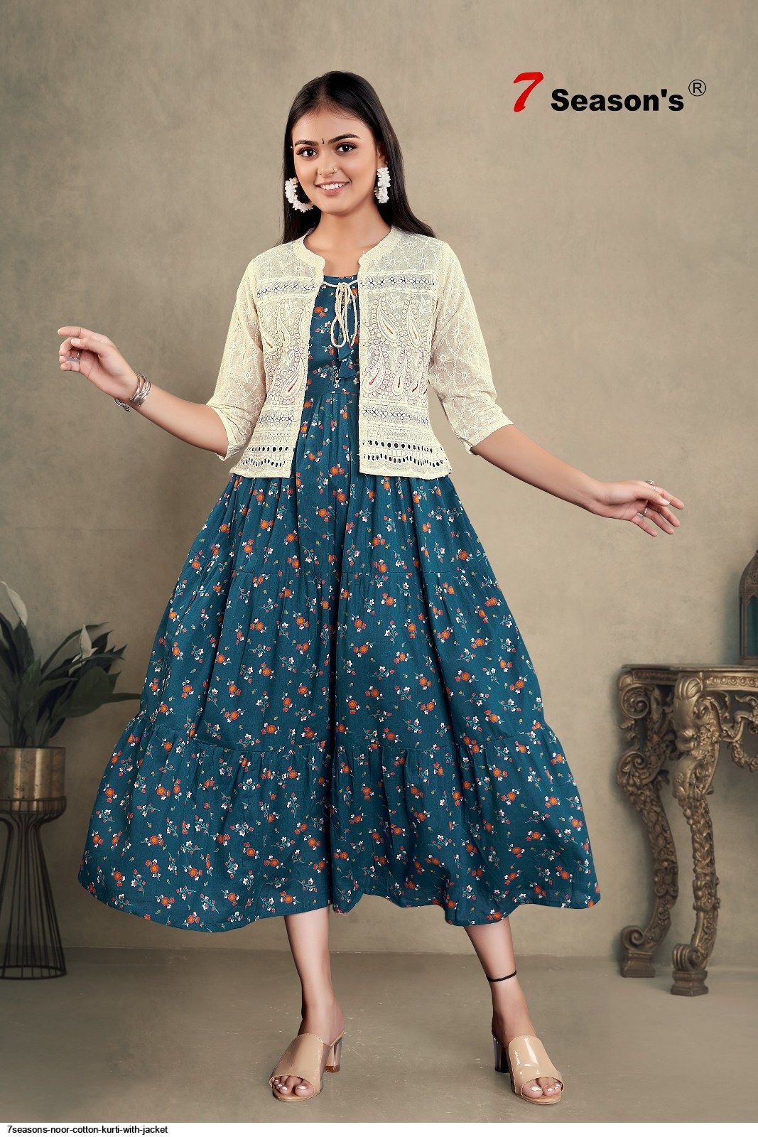 7seasons noor cotton kurti with jacket