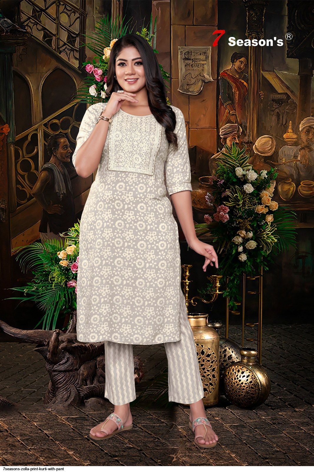 7seasons zolla print kurti with pant