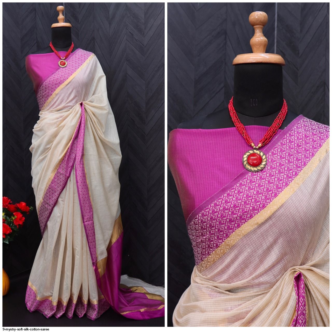 Graceful Soft Silk Cotton Saree With Brocade Blouse | JCS Fashions