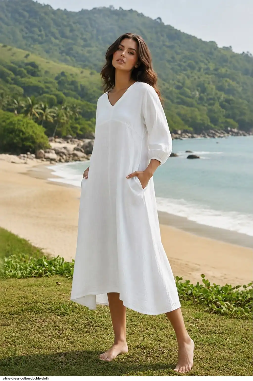 A LINE DRESS COTTON DOUBLE CLOTH B