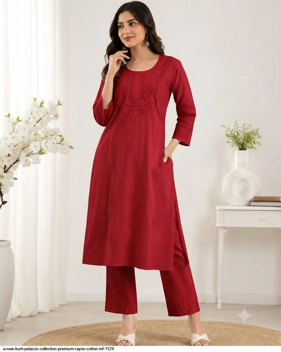 A NEW KURTI PALAZZO COLLECTION PREMIUM RAYNO COTTON MF 1129 B