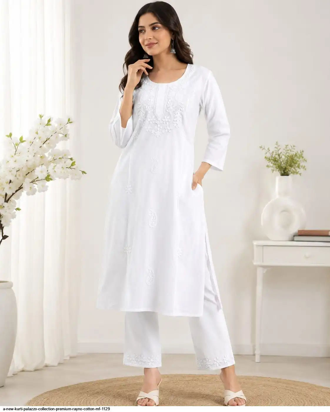 A NEW KURTI PALAZZO COLLECTION PREMIUM RAYNO COTTON MF 1129 D