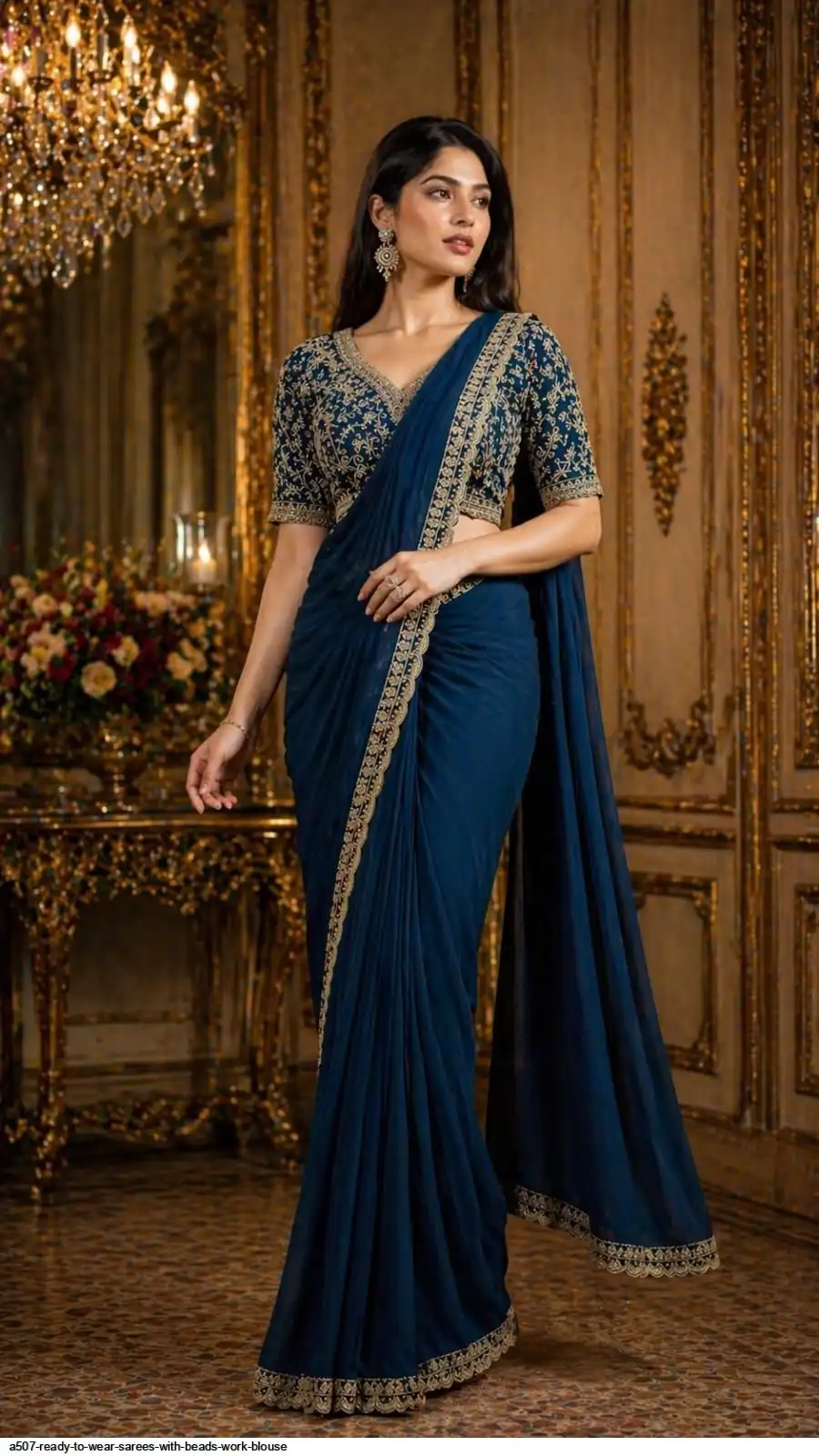 A507 READY TO WEAR SAREES WITH BEADS WORK BLOUSE C