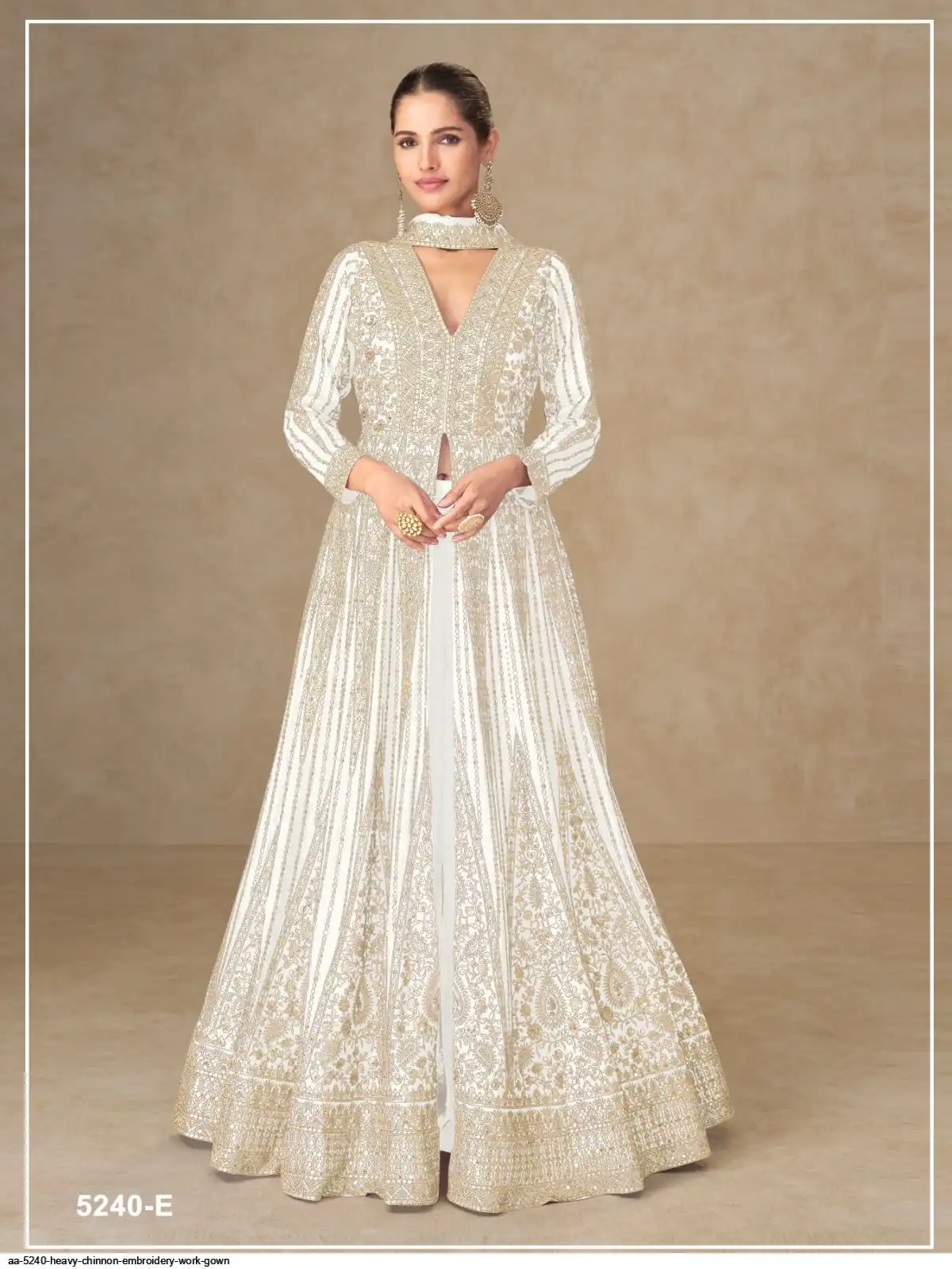 AA 5240 HEAVY CHINNON EMBROIDERY WORK GOWN E
