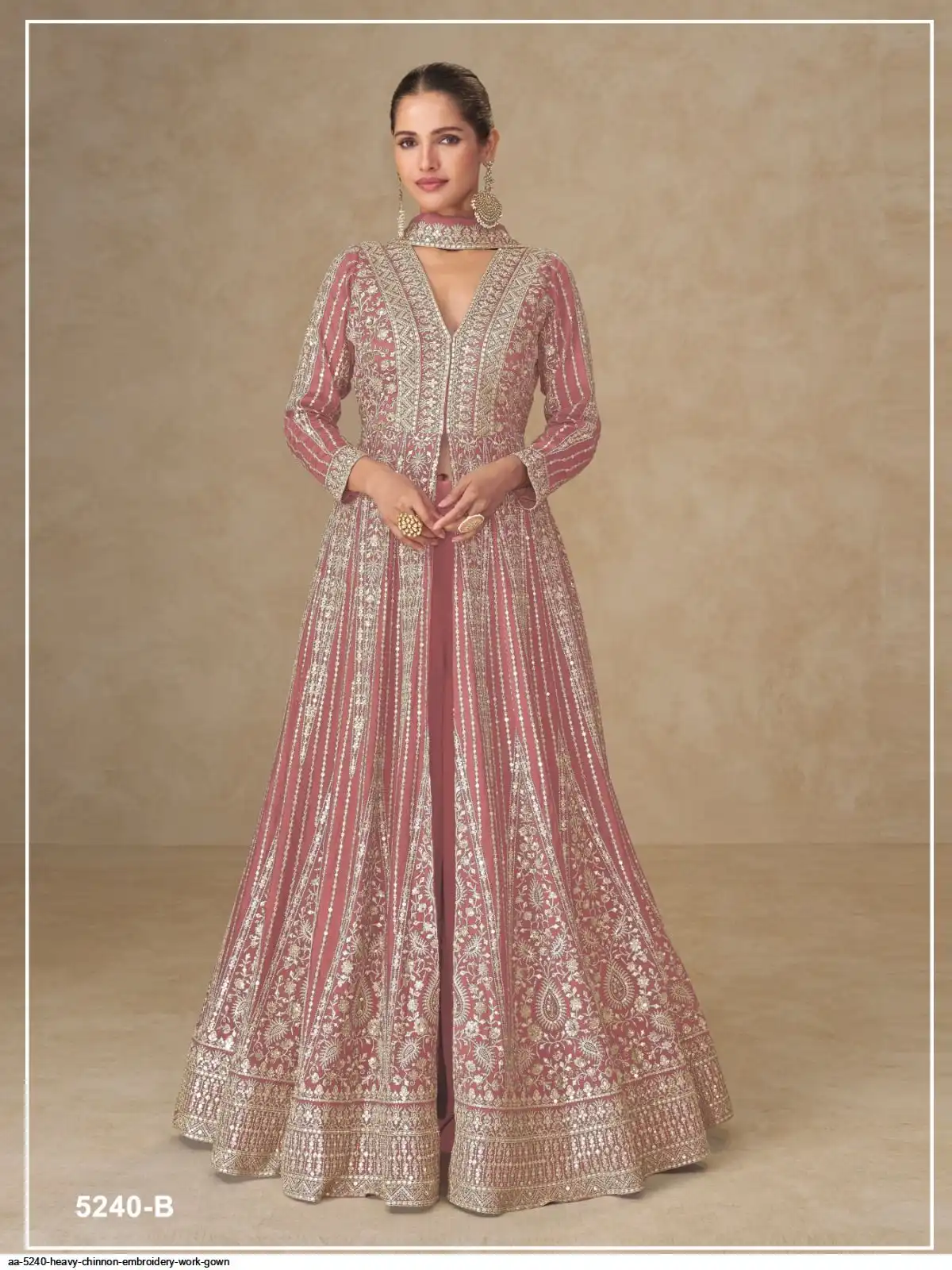 AA 5240 HEAVY CHINNON EMBROIDERY WORK GOWN B