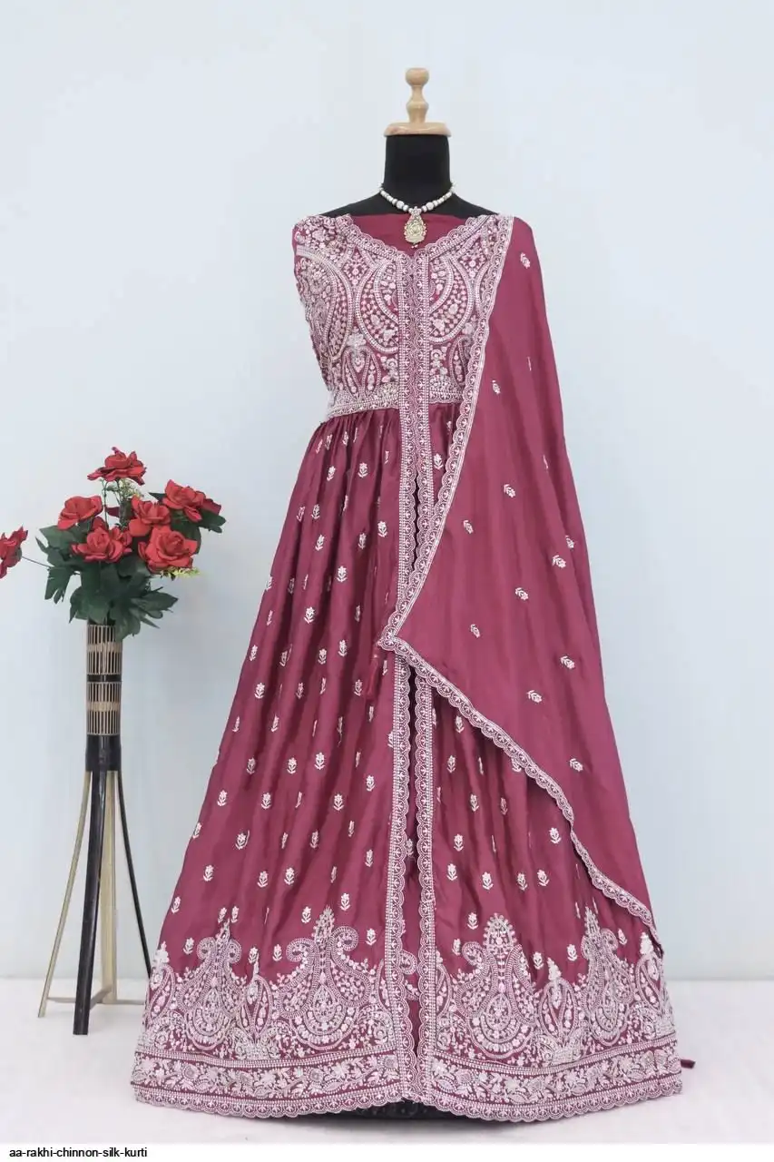 AA RAKHI CHINNON SILK GOWN 2