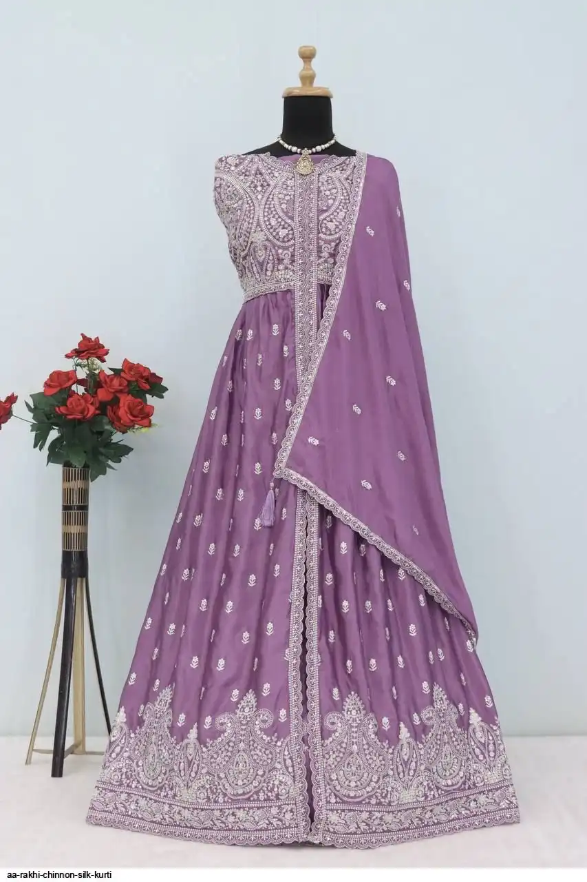 AA RAKHI CHINNON SILK GOWN 3