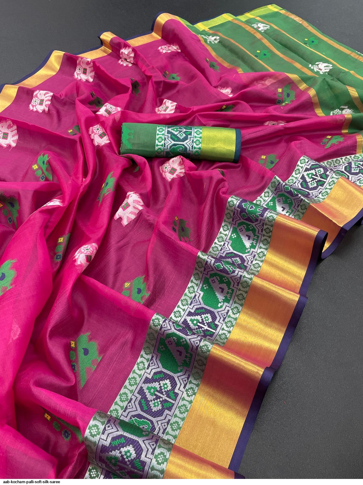 Rani Pink Zari Brocade Pure Kanchipuram Silk Saree– Clio Silks