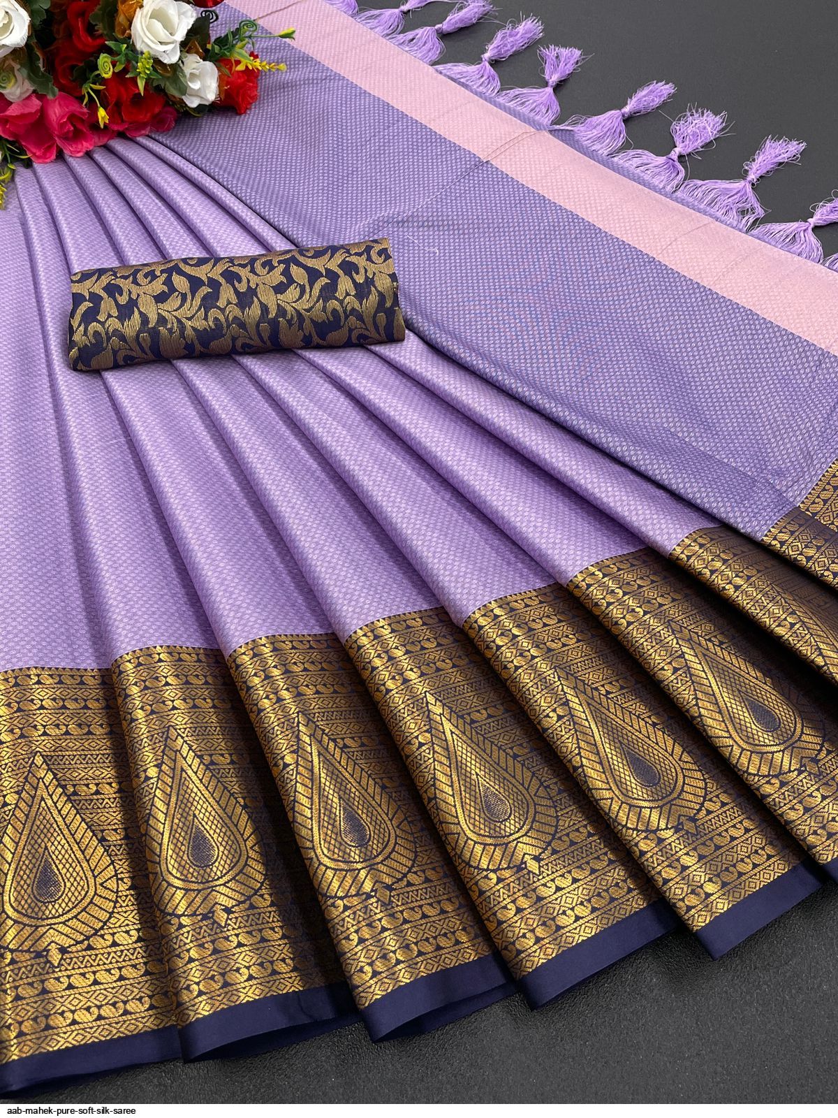 Rustic Charm Royal Blue Pure Soft Silk Saree – Sareeko