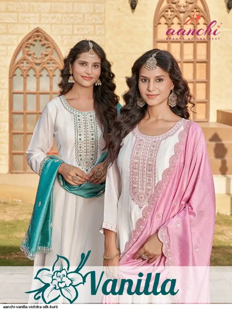 AANCHI VANILLA VICHITRA SILK KURTI