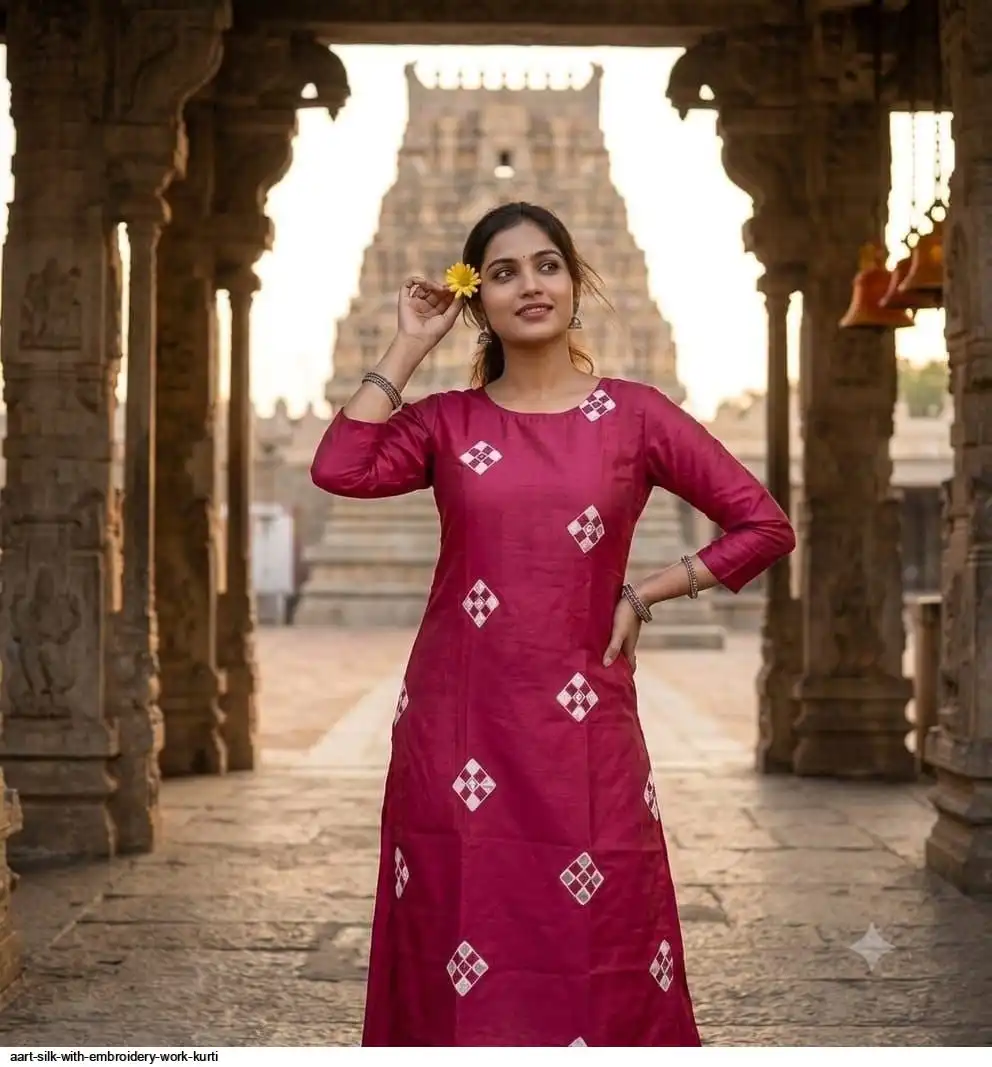 AART SILK WITH EMBROIDERY WORK KURTI 2