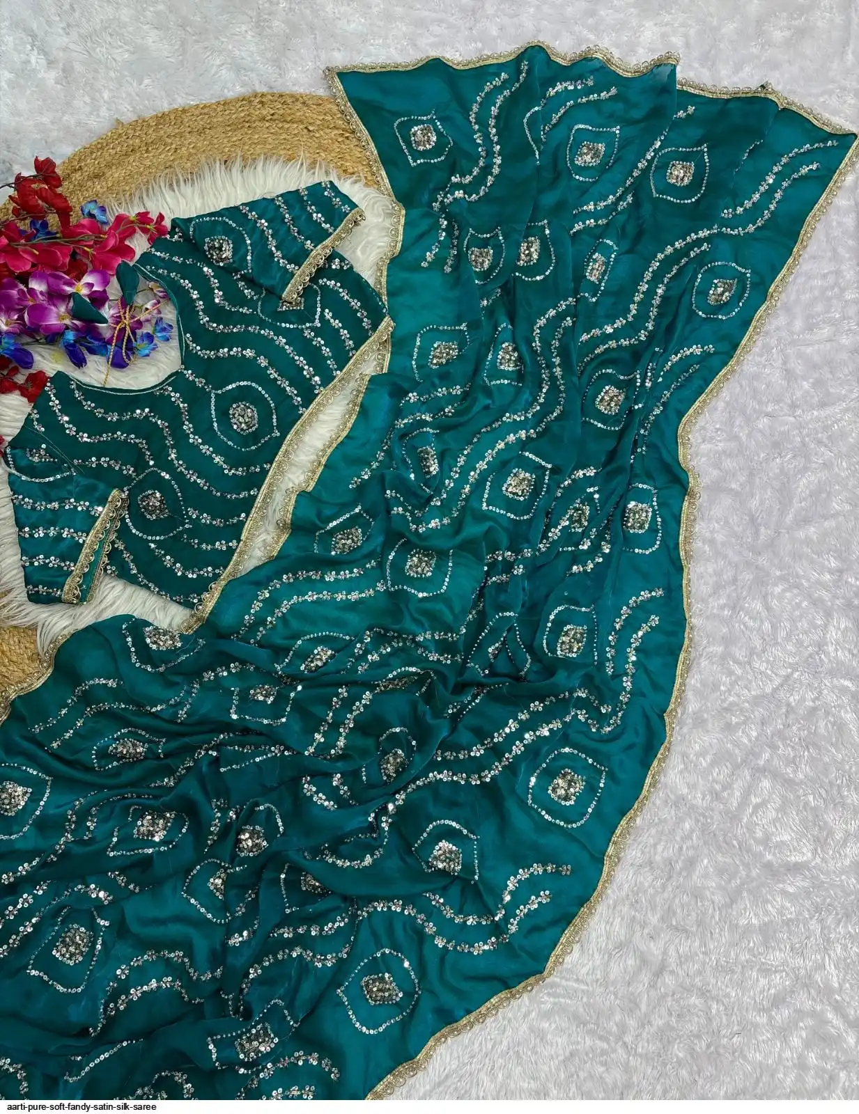 AARTI PURE SOFT FANDY SATIN SILK SAREE F