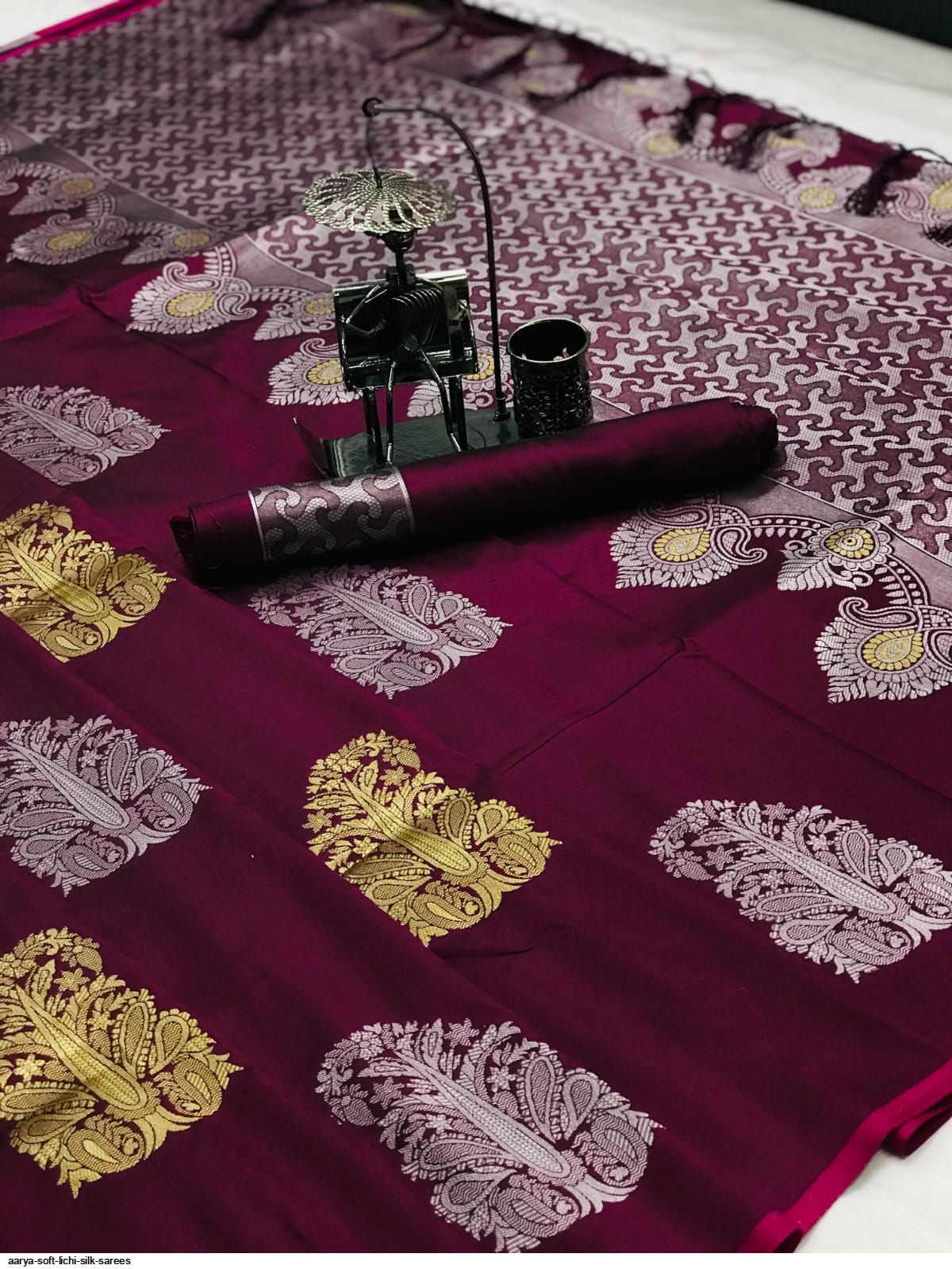 AARYA SOFT LICHI SILK SAREES F