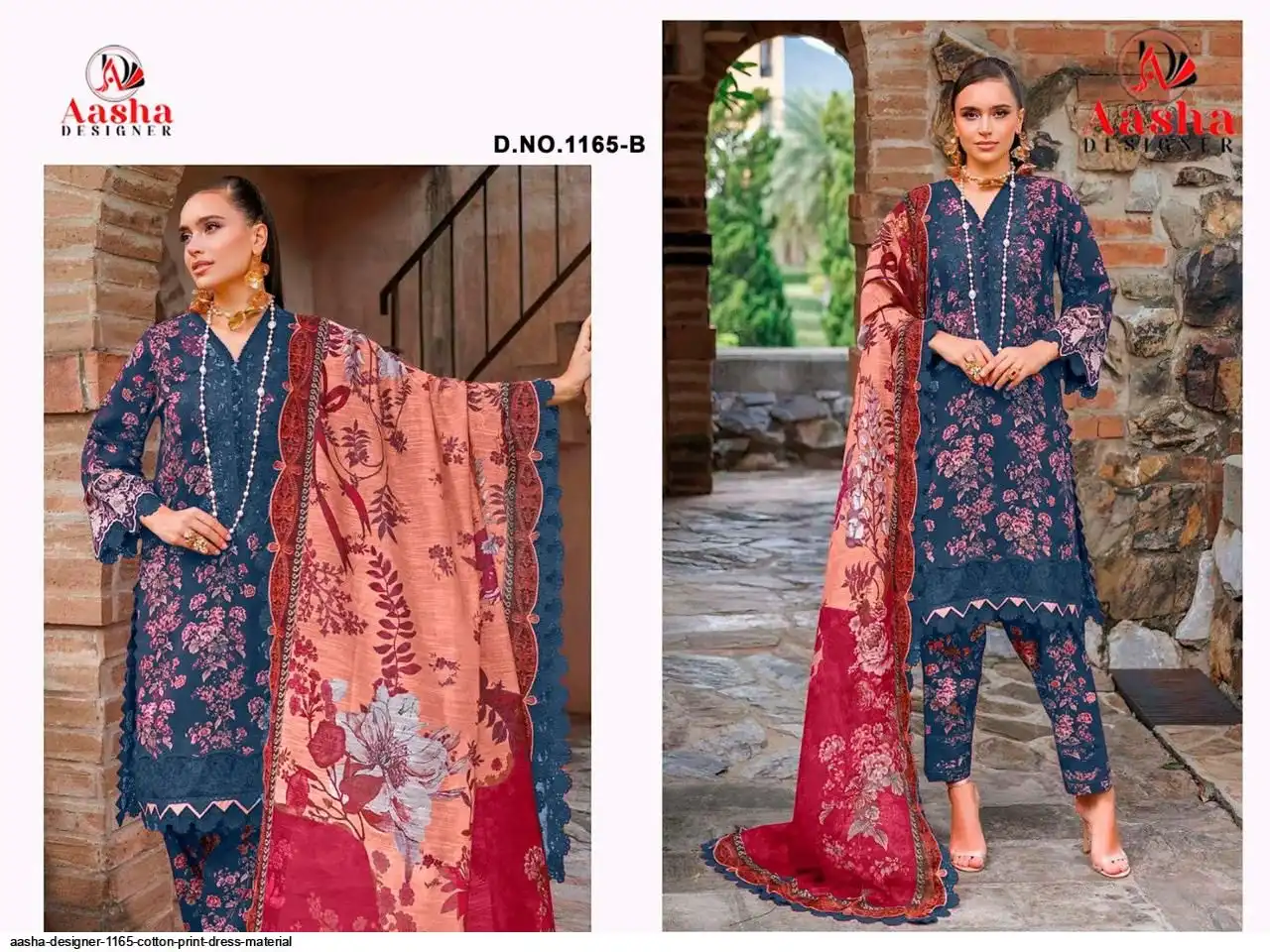 AASHA DESIGNER 1165 COTTON PRINT DRESS MATERIAL B