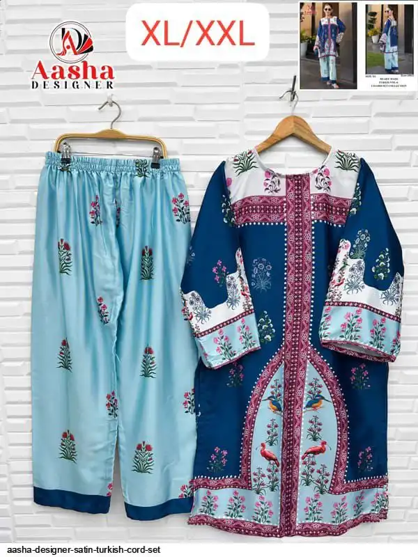 AASHA DESIGNER SATIN TURKISH CORD SET T