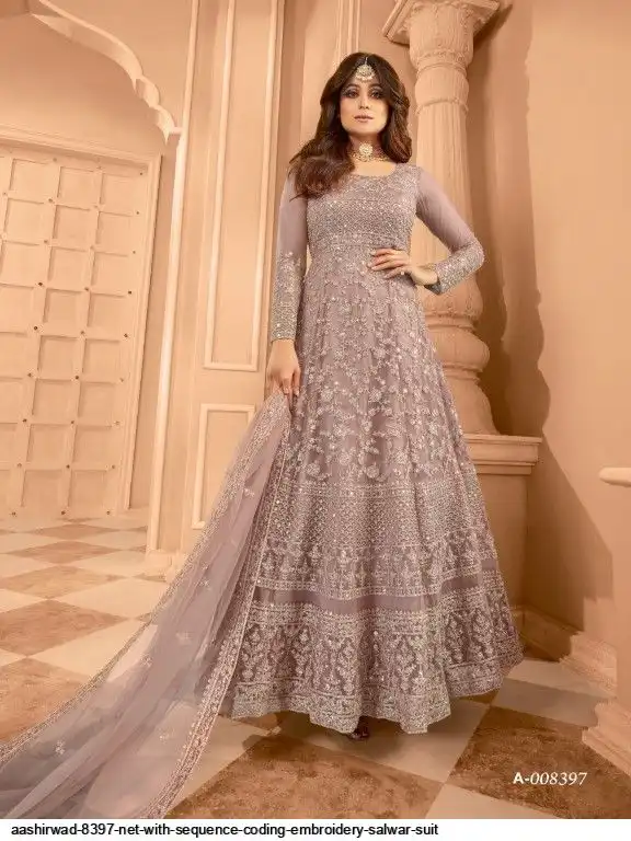 8397 NET WITH SEQUENCE CODING EMBROIDERY SALWAR SUIT C