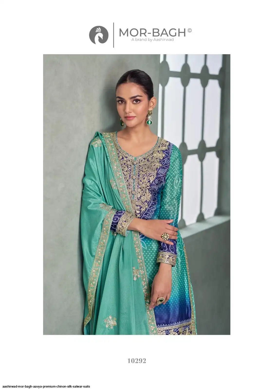 AASHIRWAD MOR BAGH AAVYA PREMIUM CHINON SILK SALWAR SUITS 10292