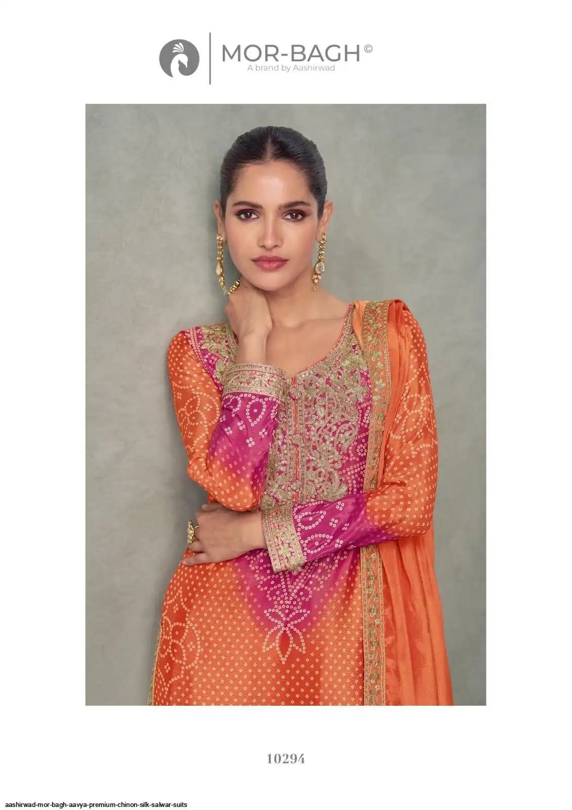 AASHIRWAD MOR BAGH AAVYA PREMIUM CHINON SILK SALWAR SUITS 10294