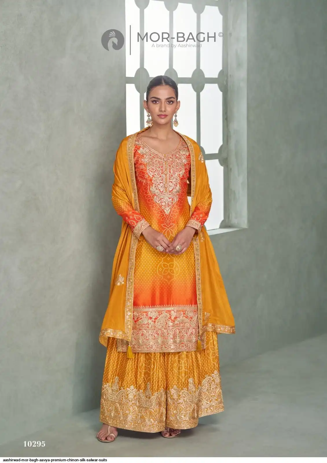 AASHIRWAD MOR BAGH AAVYA PREMIUM CHINON SILK SALWAR SUITS 10295