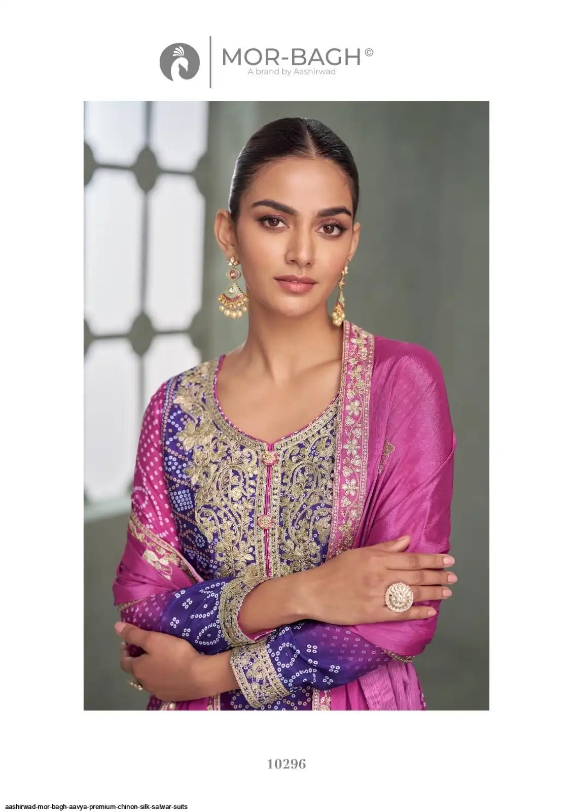 AASHIRWAD MOR BAGH AAVYA PREMIUM CHINON SILK SALWAR SUITS 10296