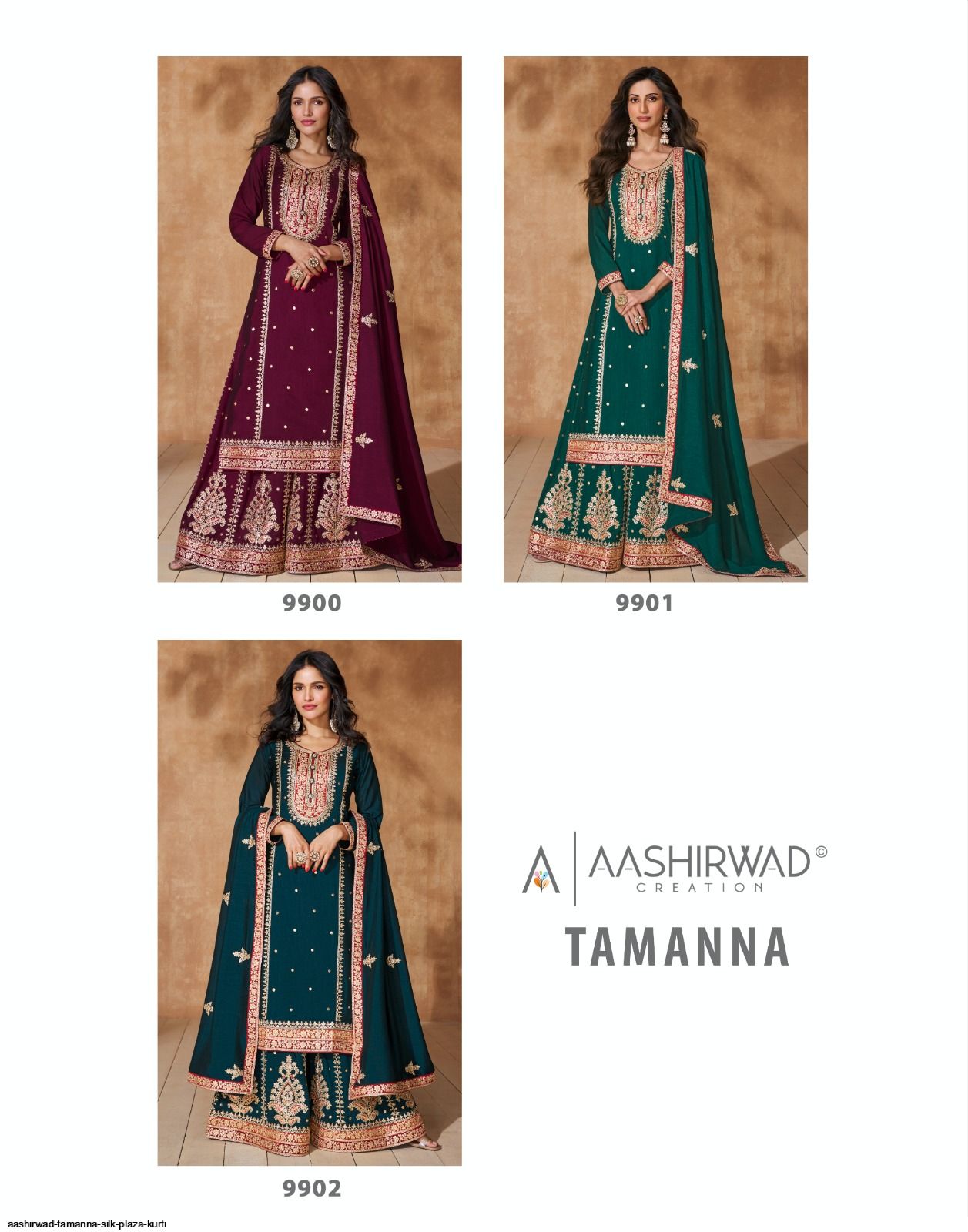 AASHIRWAD TAMANNA SILK PLAZA SALWAR SUIT