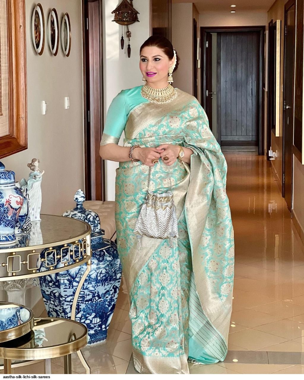 AASTHA SILK LICHI SILK SAREES