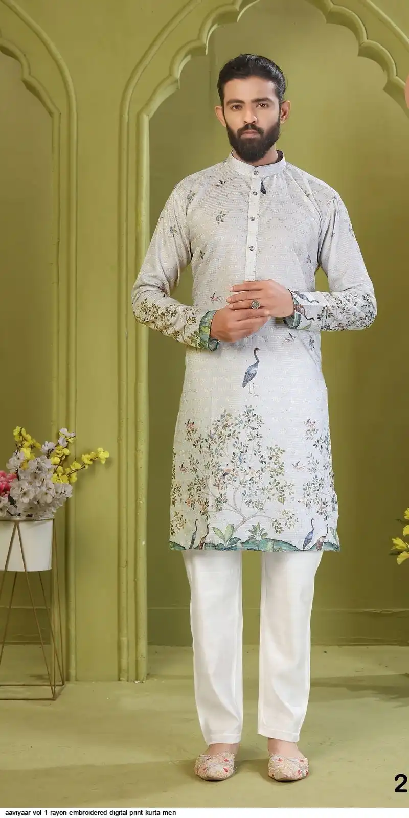 AAVIYAAR VOL 1 RAYON EMBROIDERED DIGITAL PRINT KURTA MEN 2003