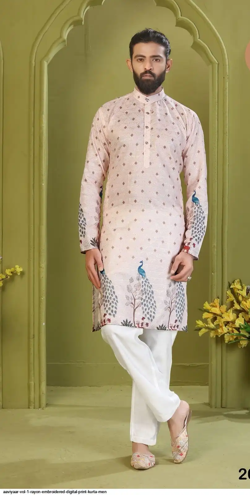 AAVIYAAR VOL 1 RAYON EMBROIDERED DIGITAL PRINT KURTA MEN 2006