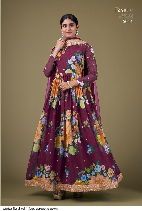 AAWIYA FLORAL VOL 1 FauX GEROGETTE gown