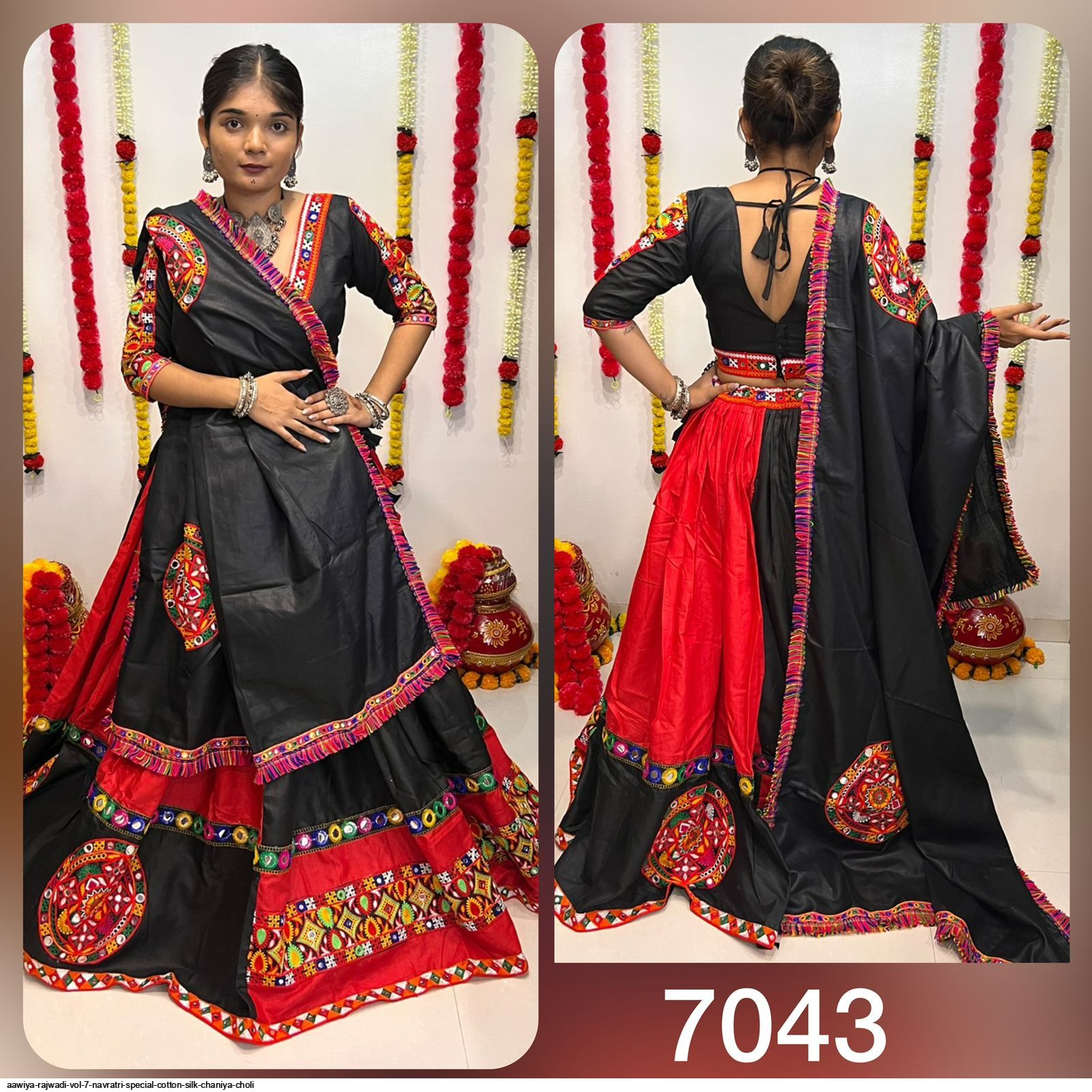 AAWIYA RAJWADI VOL 7 NAVRATRI SPECIAL COTTON SILK CHANIYA CHOLI 7043