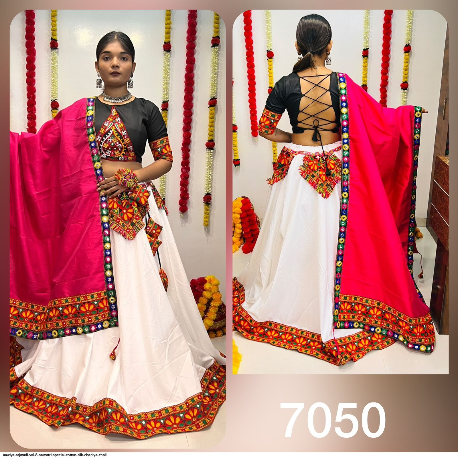 Navratri Special Cream Cotton Silk Chaniya Choli | Gunj Fashion