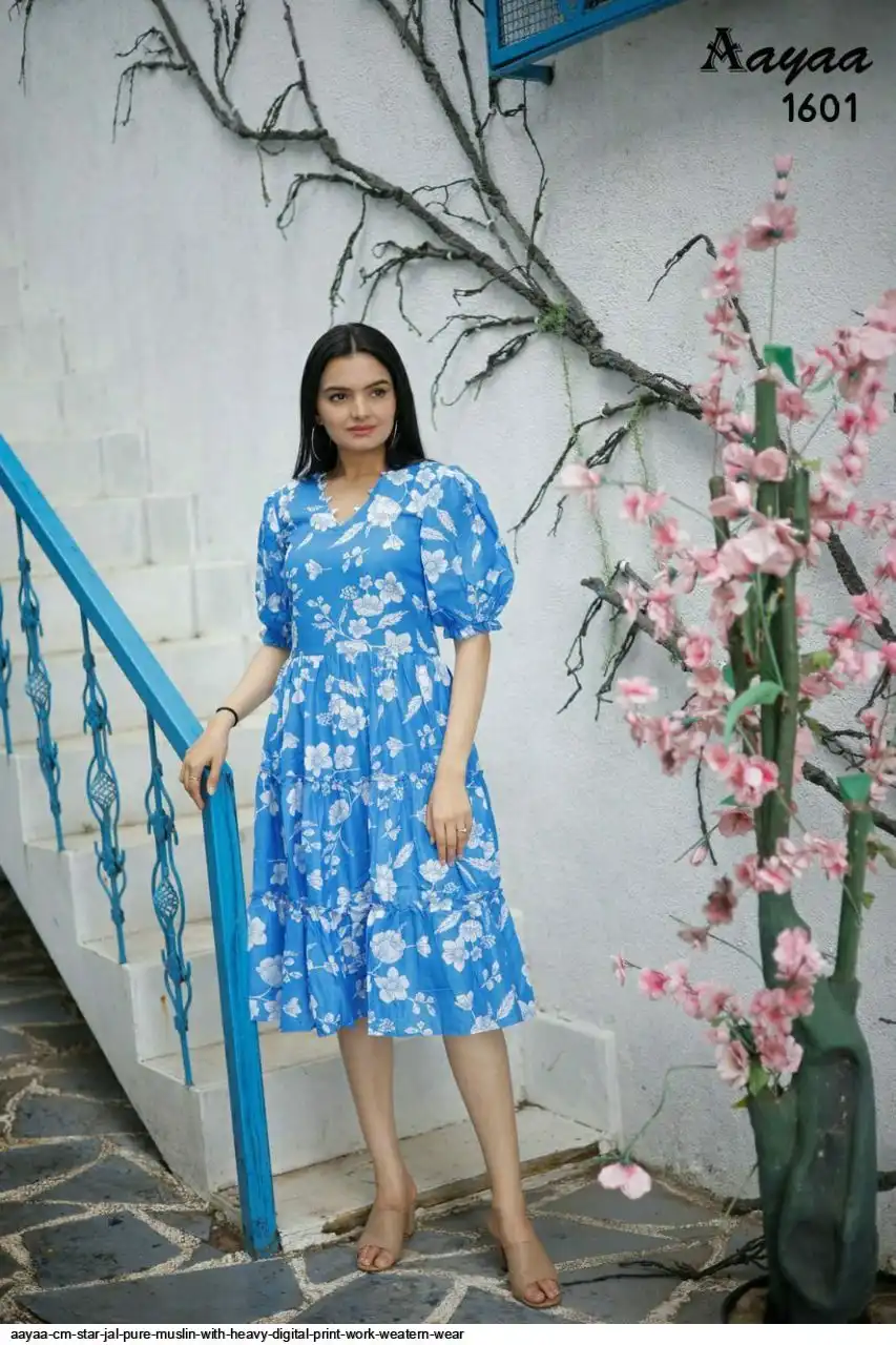 AAYAA CM STAR JAL PURE MUSLIN WITH HEAVY DIGITAL PRINT WORK WEATERN WEAR 1