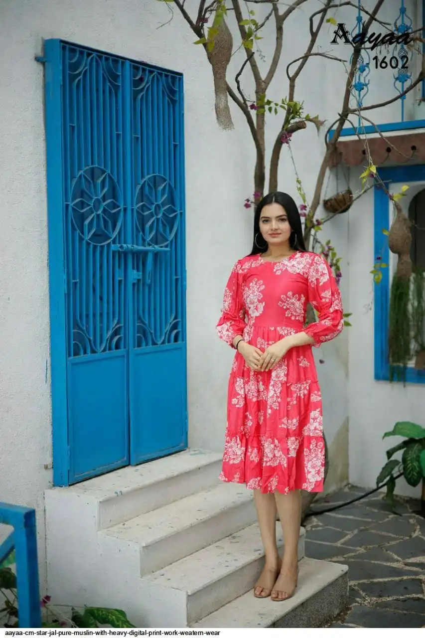 AAYAA CM STAR JAL PURE MUSLIN WITH HEAVY DIGITAL PRINT WORK WEATERN WEAR 2