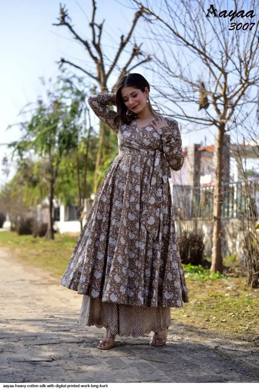 AAYAA HEAVY COTTON SILK WITH DIGITAL PRINTED WORK LONG KURTI 1