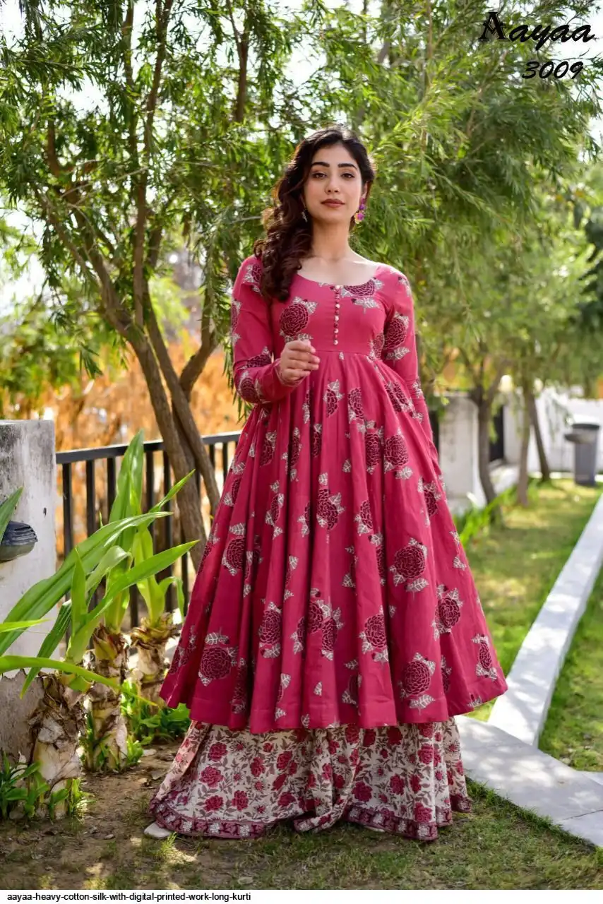 AAYAA HEAVY COTTON SILK WITH DIGITAL PRINTED WORK LONG KURTI 3