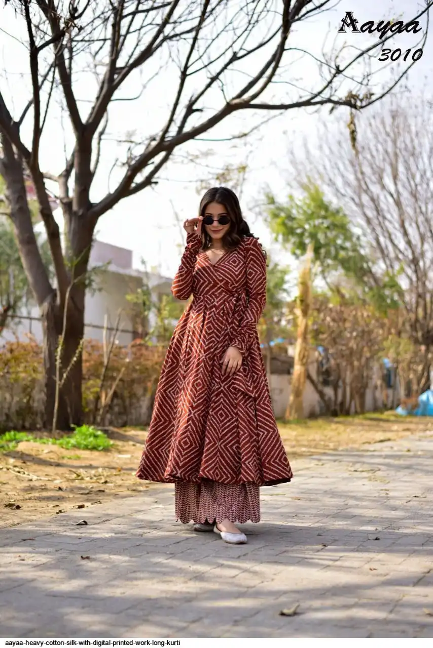 AAYAA HEAVY COTTON SILK WITH DIGITAL PRINTED WORK LONG KURTI 4