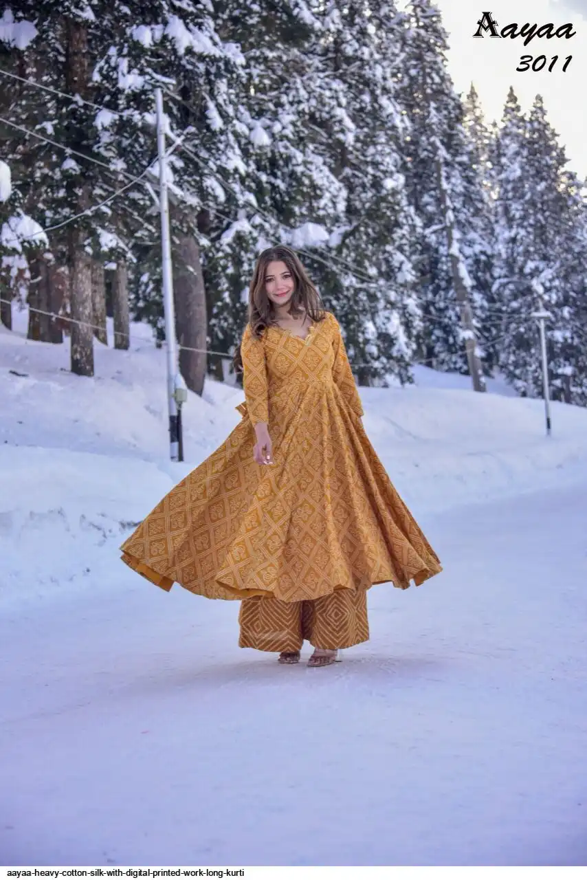 AAYAA HEAVY COTTON SILK WITH DIGITAL PRINTED WORK LONG KURTI 5