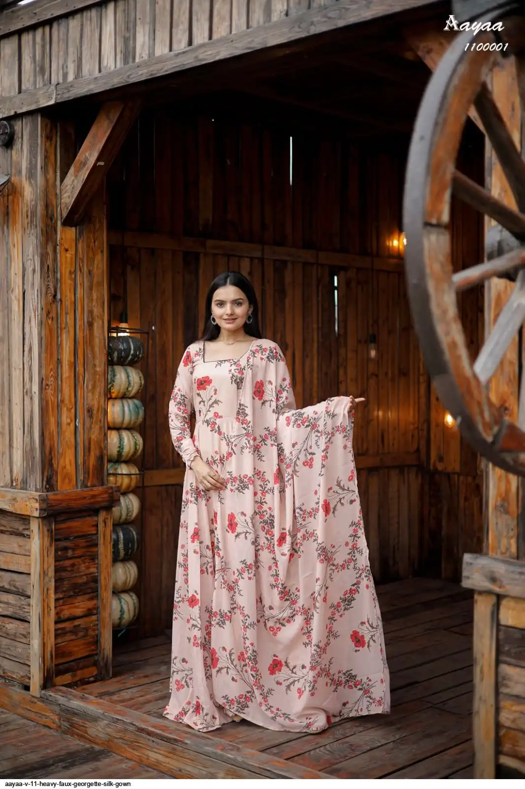 AAYAA V 11 HEAVY FAUX GEORGETTE SILK GOWN 1
