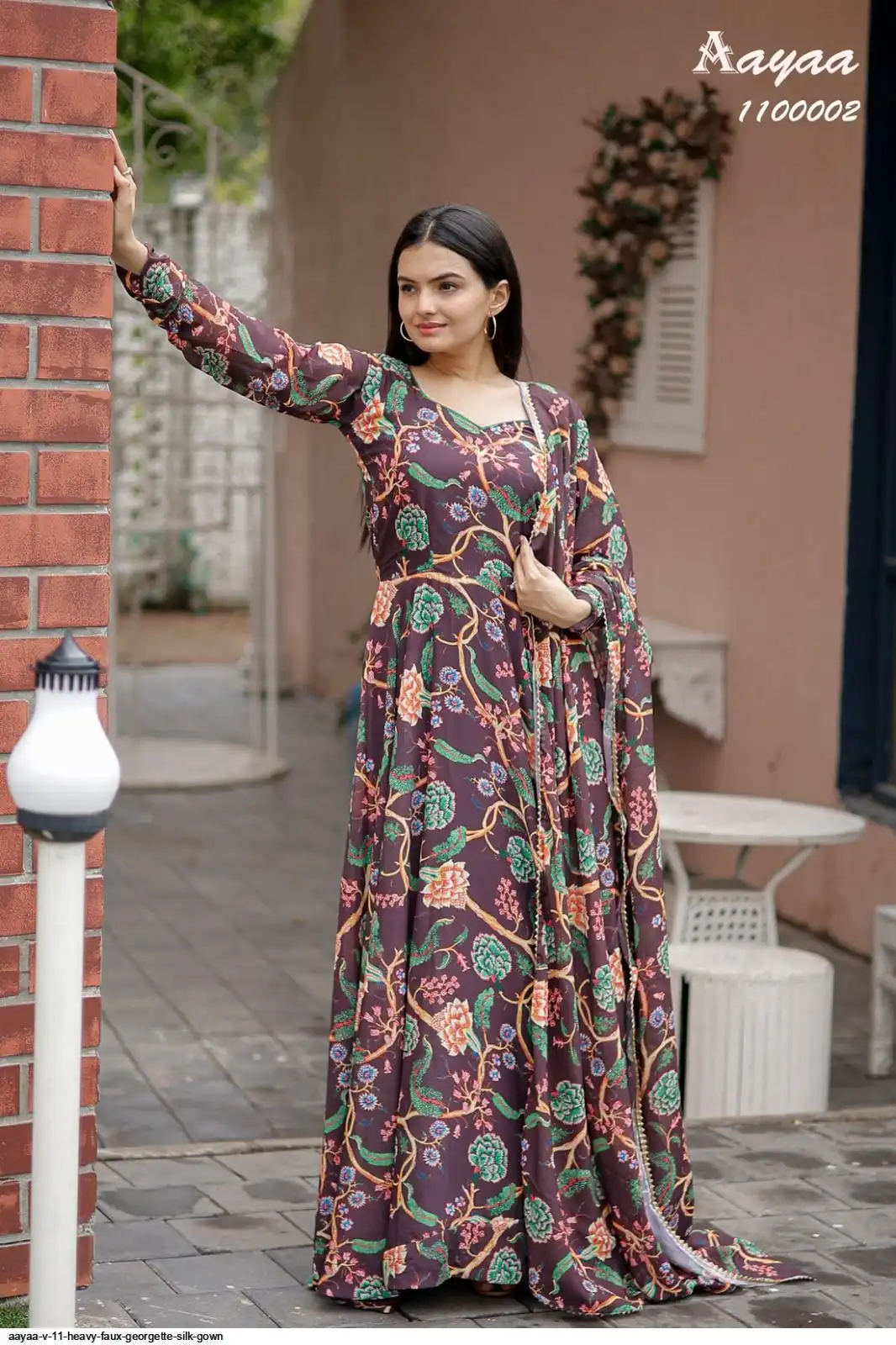 AAYAA V 11 HEAVY FAUX GEORGETTE SILK GOWN 2