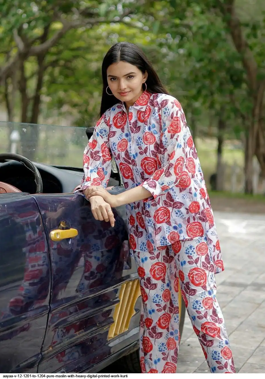 AAYAA V 12 1201 TO 1204 PURE MASLIN WITH HEAVY DIGITAL PRINTED WORK KURTI 1