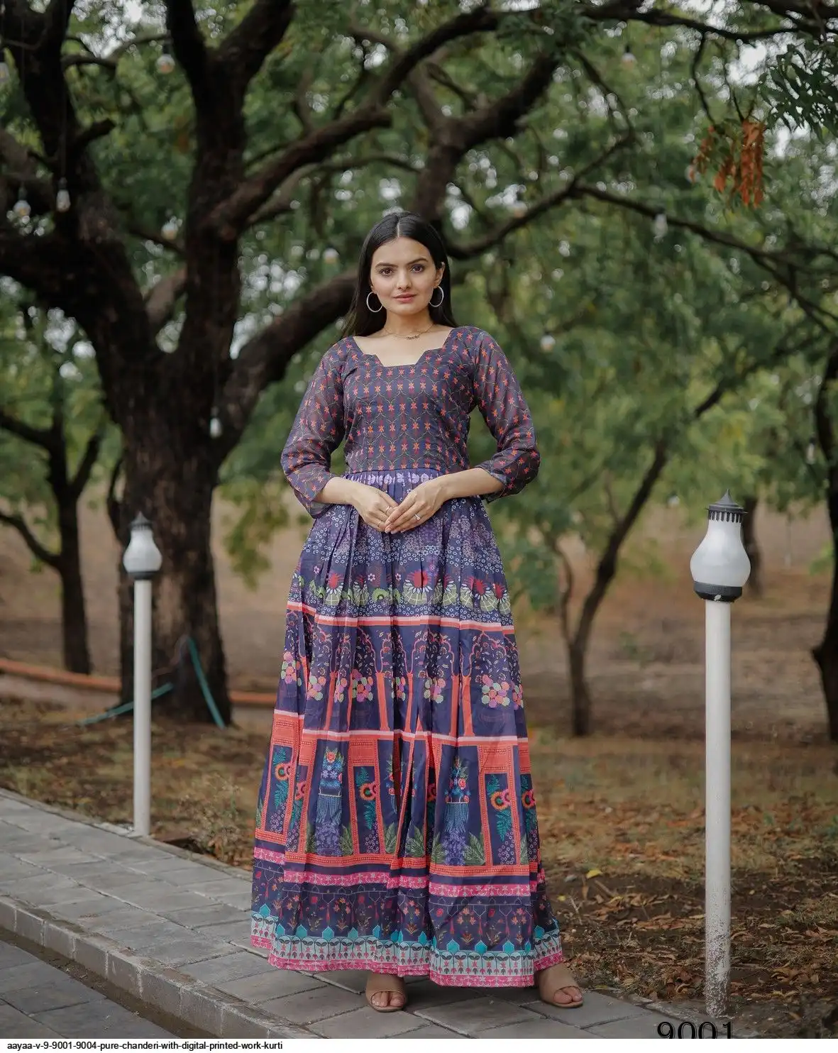 AAYAA V 9 9001 9004 PURE CHANDERI WITH DIGITAL PRINTED WORK KURTI 1