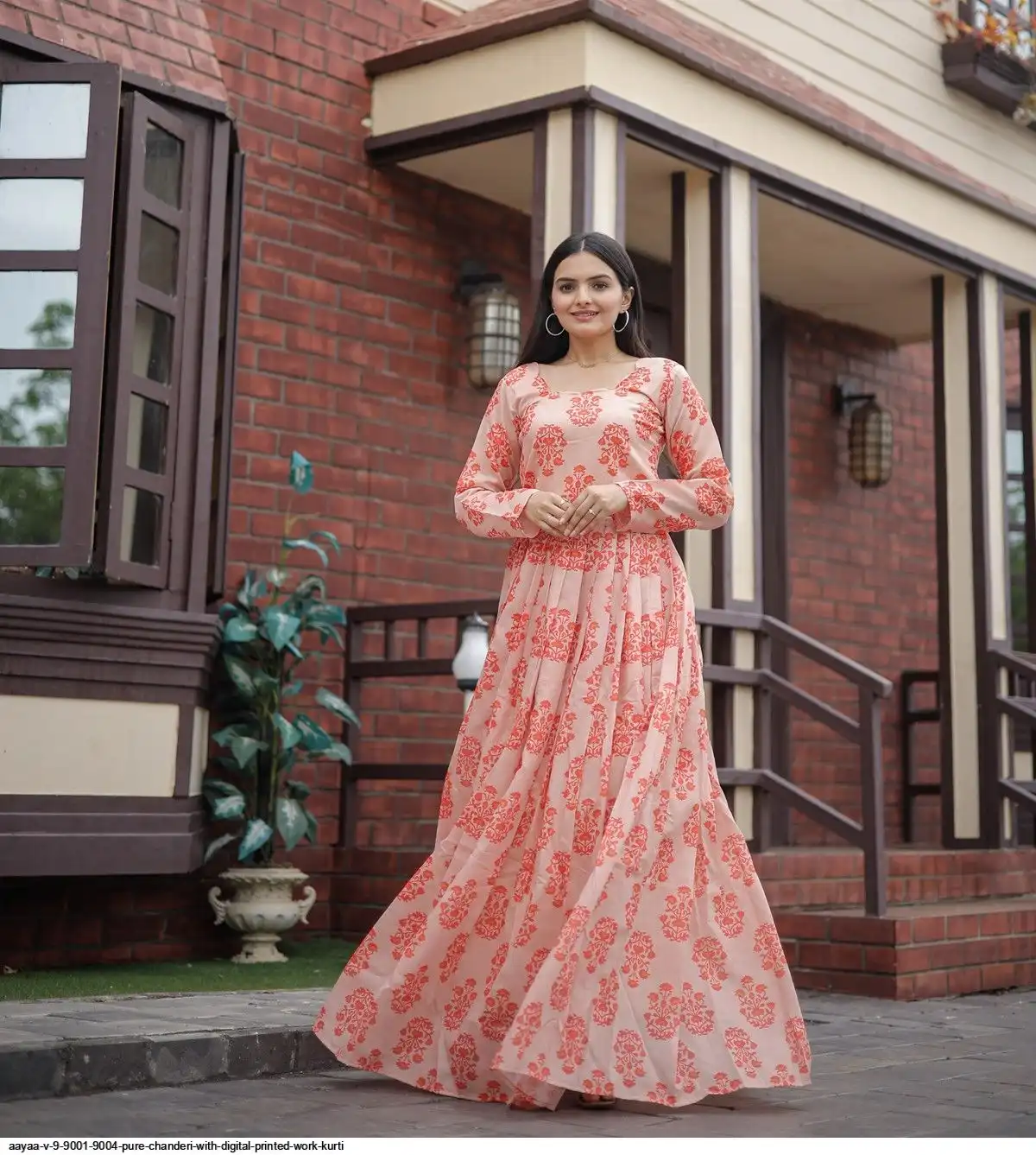 AAYAA V 9 9001 9004 PURE CHANDERI WITH DIGITAL PRINTED WORK KURTI 2