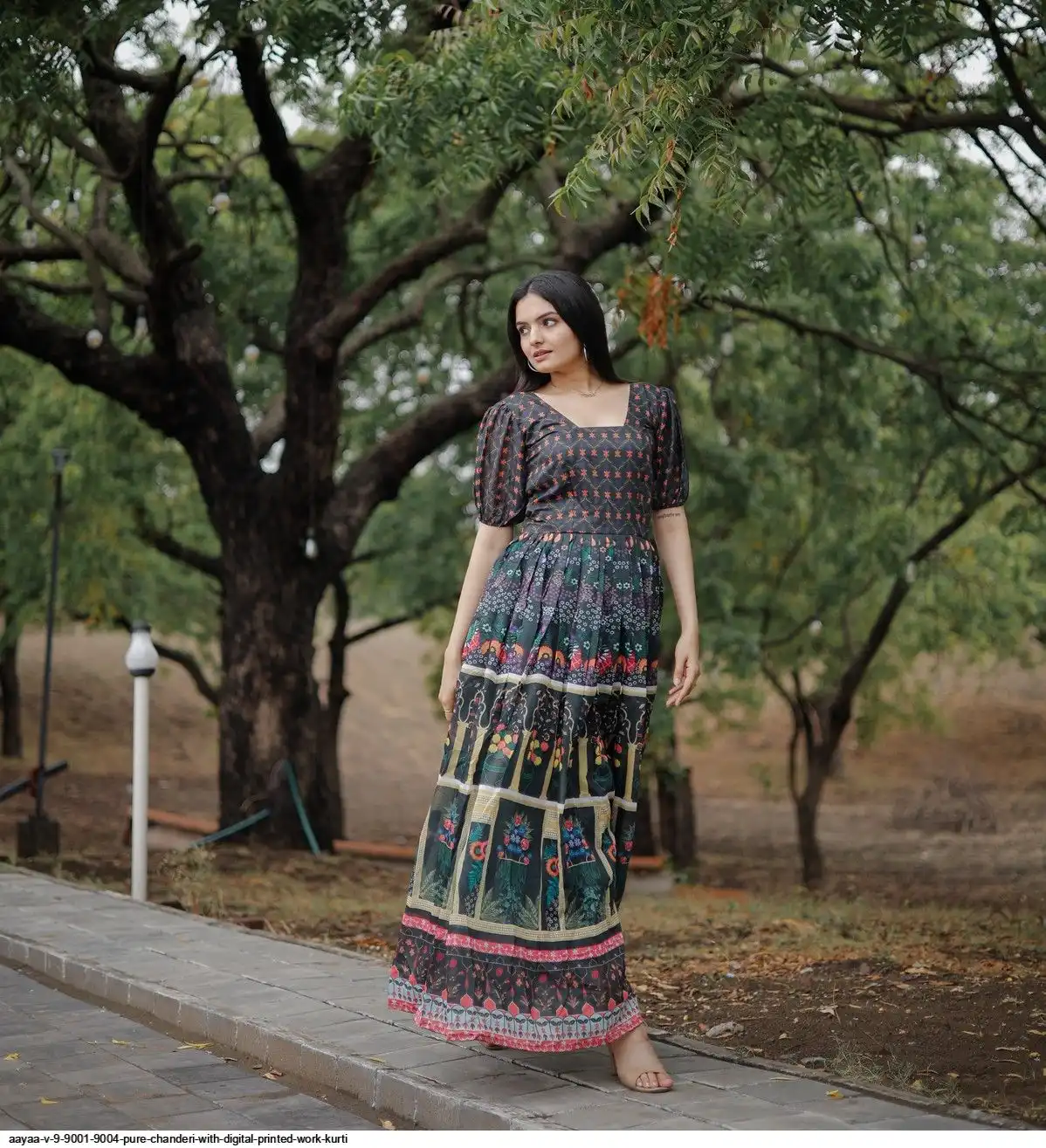 AAYAA V 9 9001 9004 PURE CHANDERI WITH DIGITAL PRINTED WORK KURTI 3