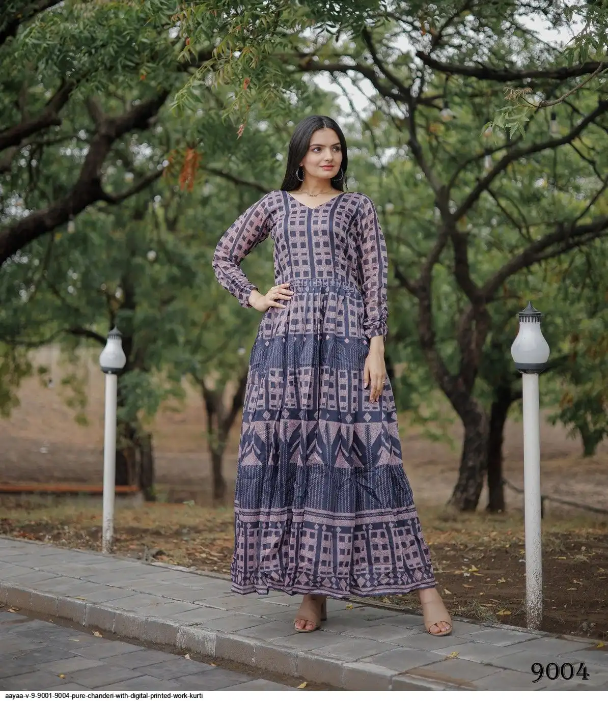 AAYAA V 9 9001 9004 PURE CHANDERI WITH DIGITAL PRINTED WORK KURTI 4